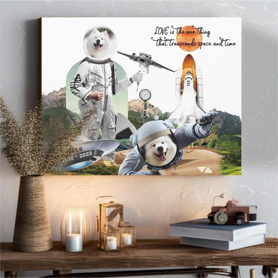 Love is The One Thing That Transcends Space and Time - Personalized Canvas Print Pet Memorial