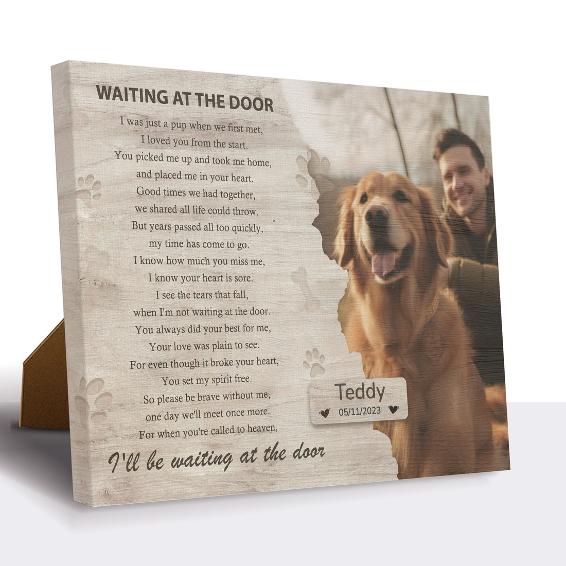 Waiting at the door, Hang and Place - Personalized Canvas Print Pet Memorial