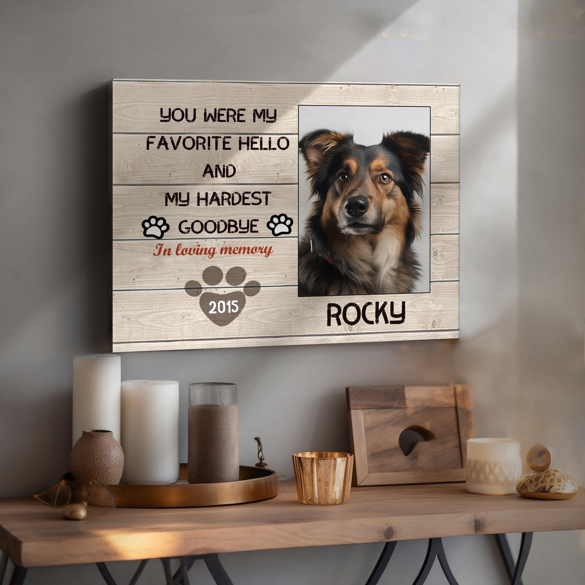 My Hardest Goodbye, Hang and Place - Personalized Canvas Print Pet Memorial