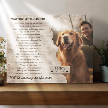 Waiting at the door, Hang and Place - Personalized Canvas Print Pet Memorial