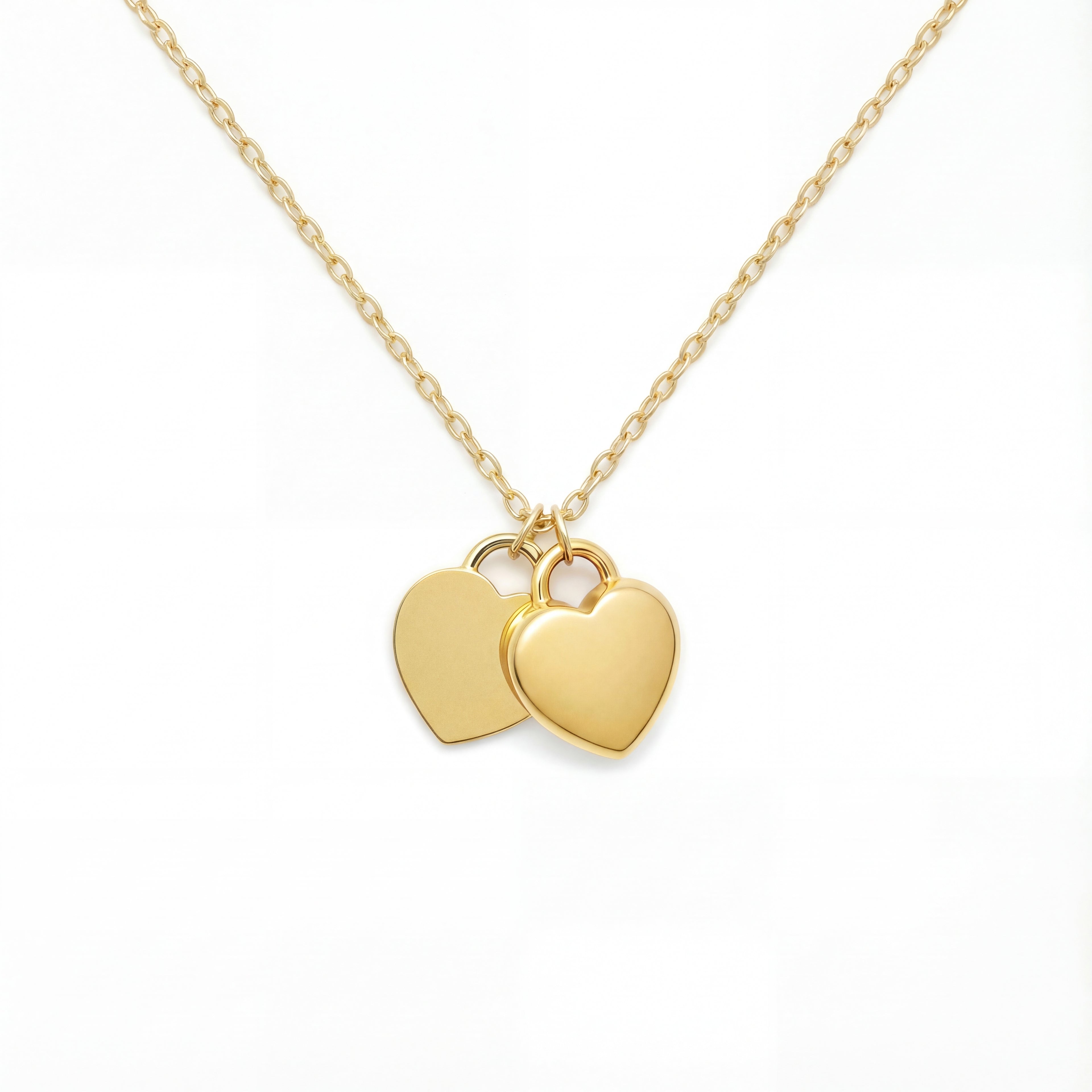 Heart Urn Necklace — Personalized 14K Gold–Plated Double Heart Cremation Pendant