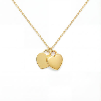 Heart Urn Necklace — Personalized 14K Gold–Plated Double Heart Cremation Pendant