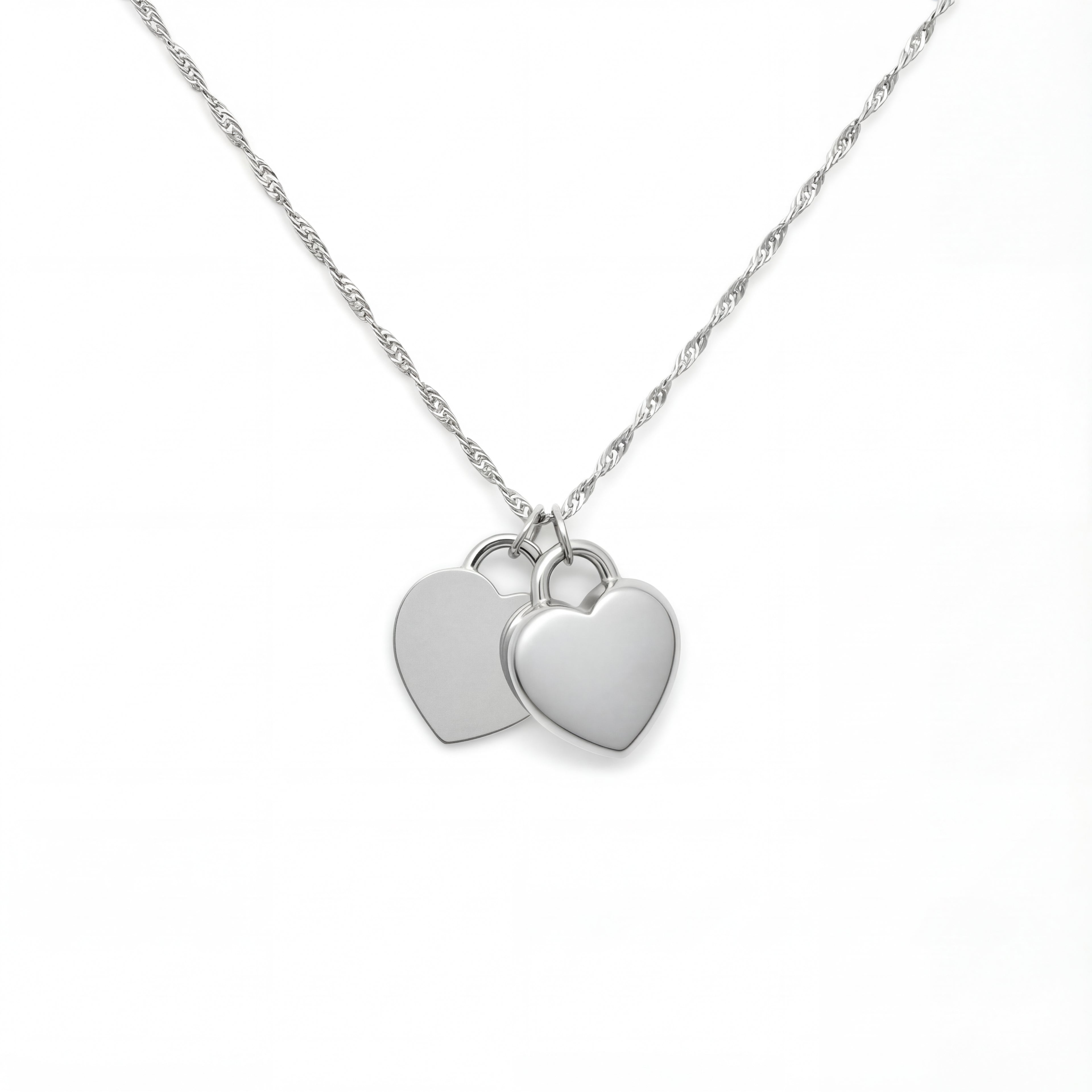 Heart Urn Necklace — Personalized 14K Gold–Plated Double Heart Cremation Pendant