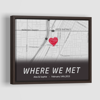 Where We Met - Custom Map Canvas Print