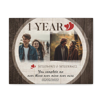 You Complete Me - 1st Anniversary Custom Canvas Gift