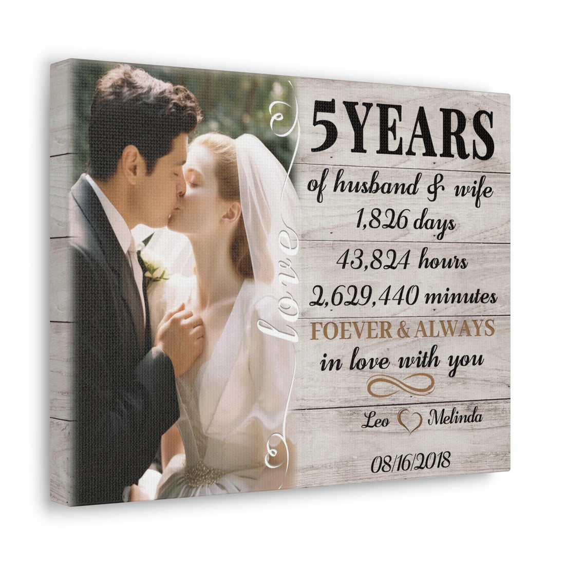 Forever ＆ Always In Love With You - 5th Anniversary Custom Canvas Gift