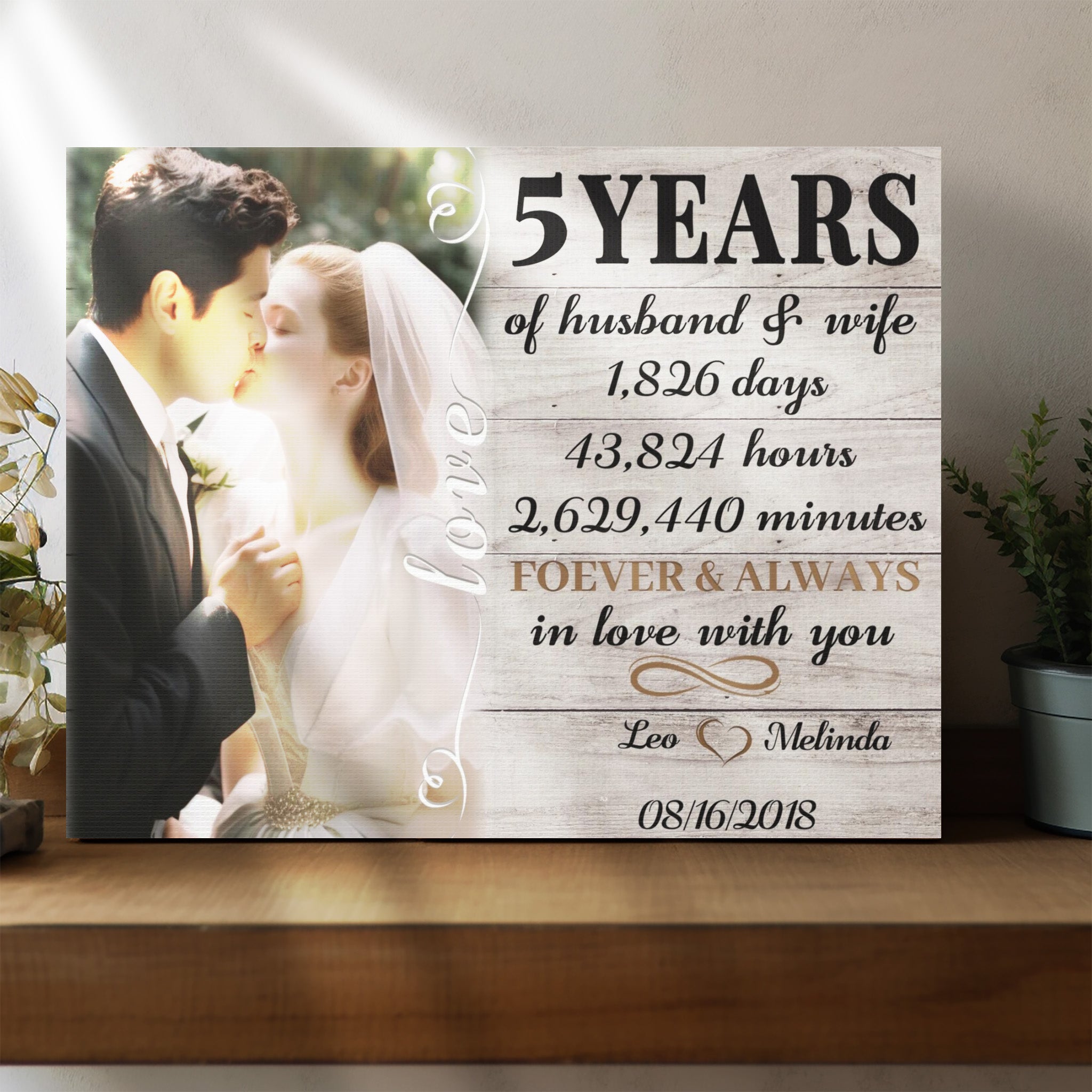 Forever ＆ Always In Love With You - 5th Anniversary Custom Canvas Gift