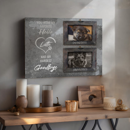 Hello And Goodbye - Personalized Canvas Print Pet Memorial