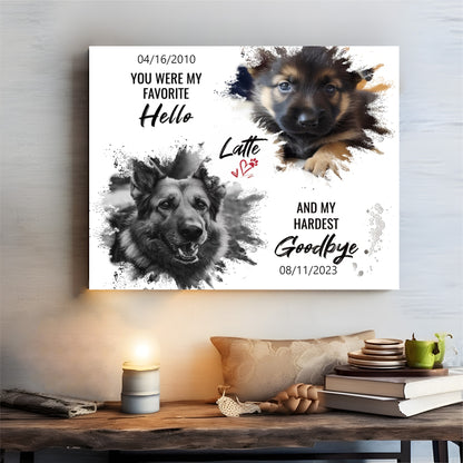Hardest Goodbye, Hang and Place - Personalized Canvas Print Pet Memorial