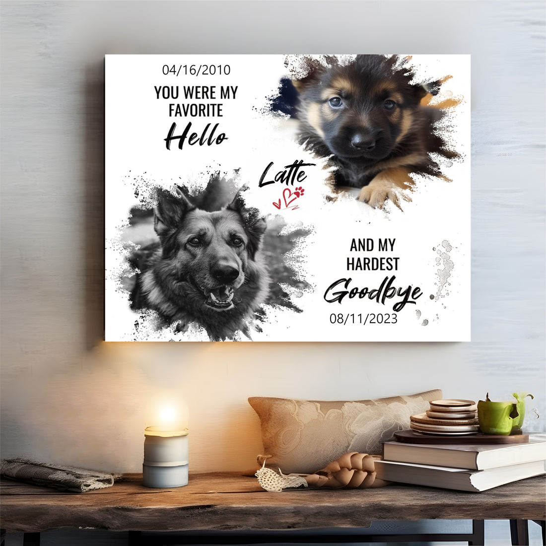 My Hardest Goodbye  - Personalized Canvas Print Pet Memorial