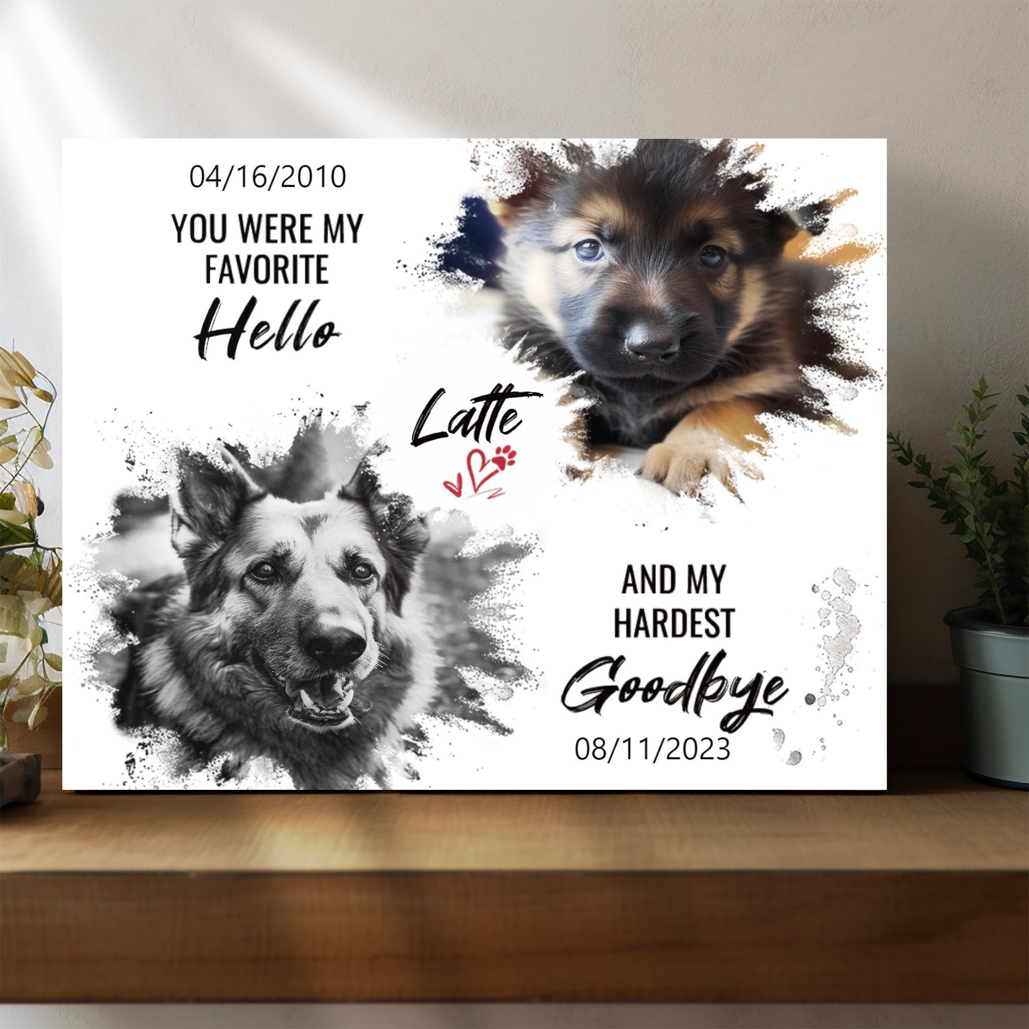 Test PLA Hello And Goodbye - Personalized Canvas Print Pet Memorial