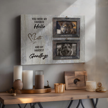 Hello and Goodbye, V2 - Personalized Canvas Print Pet Memorial