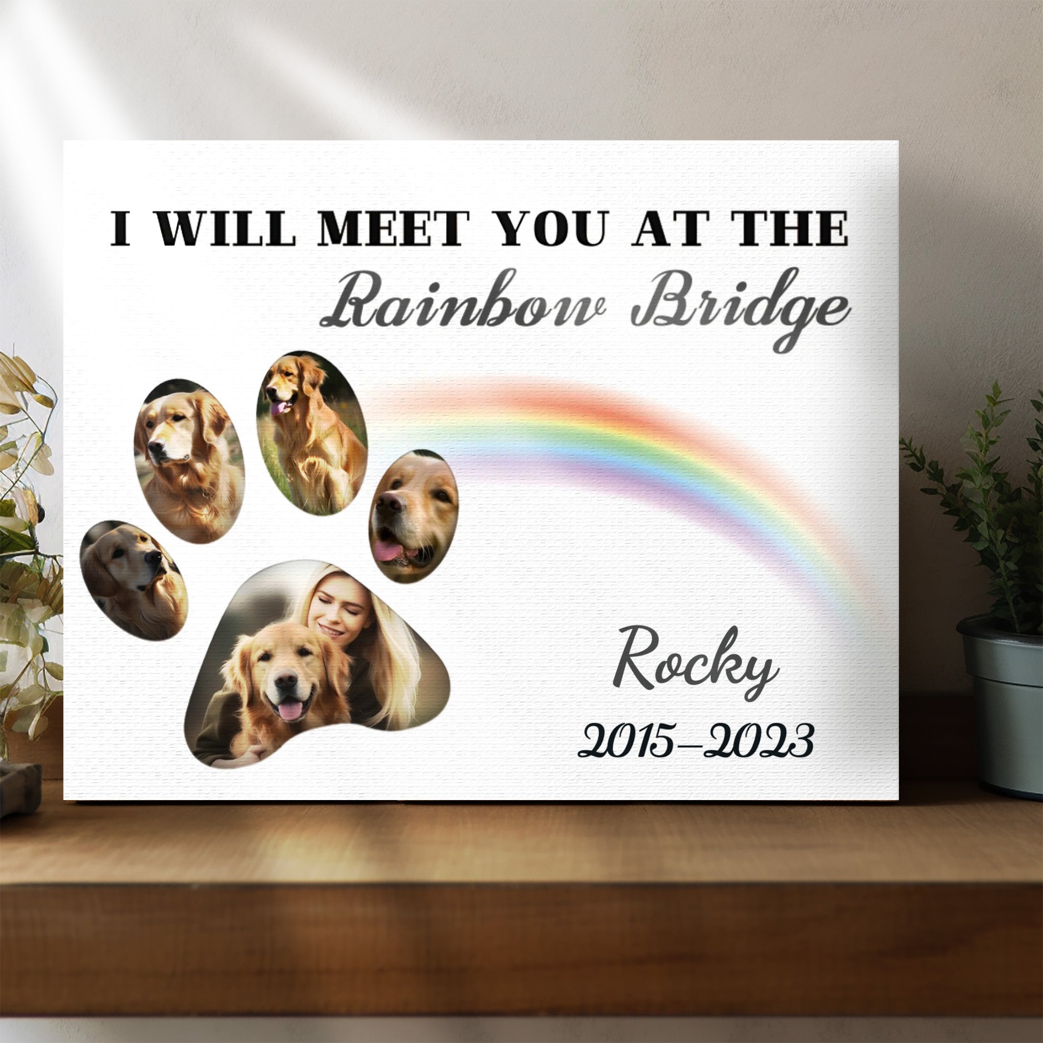 Minimalist Dog Paw Print, Hang and Place - Personalized Canvas Print Pet Memorial