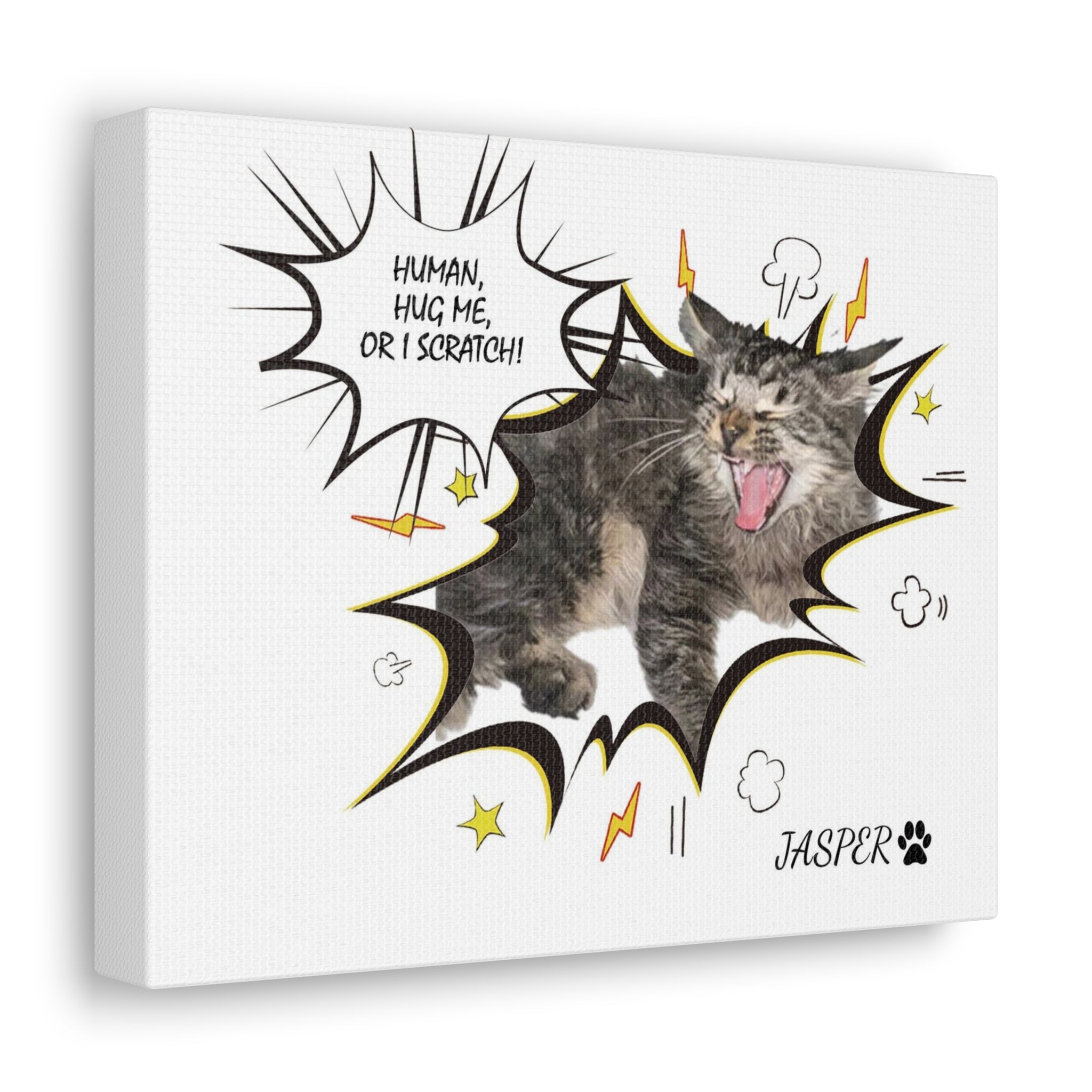 Cat Portrait with Thunder - Personalized Pet Portrait Gifts Canvas Prints