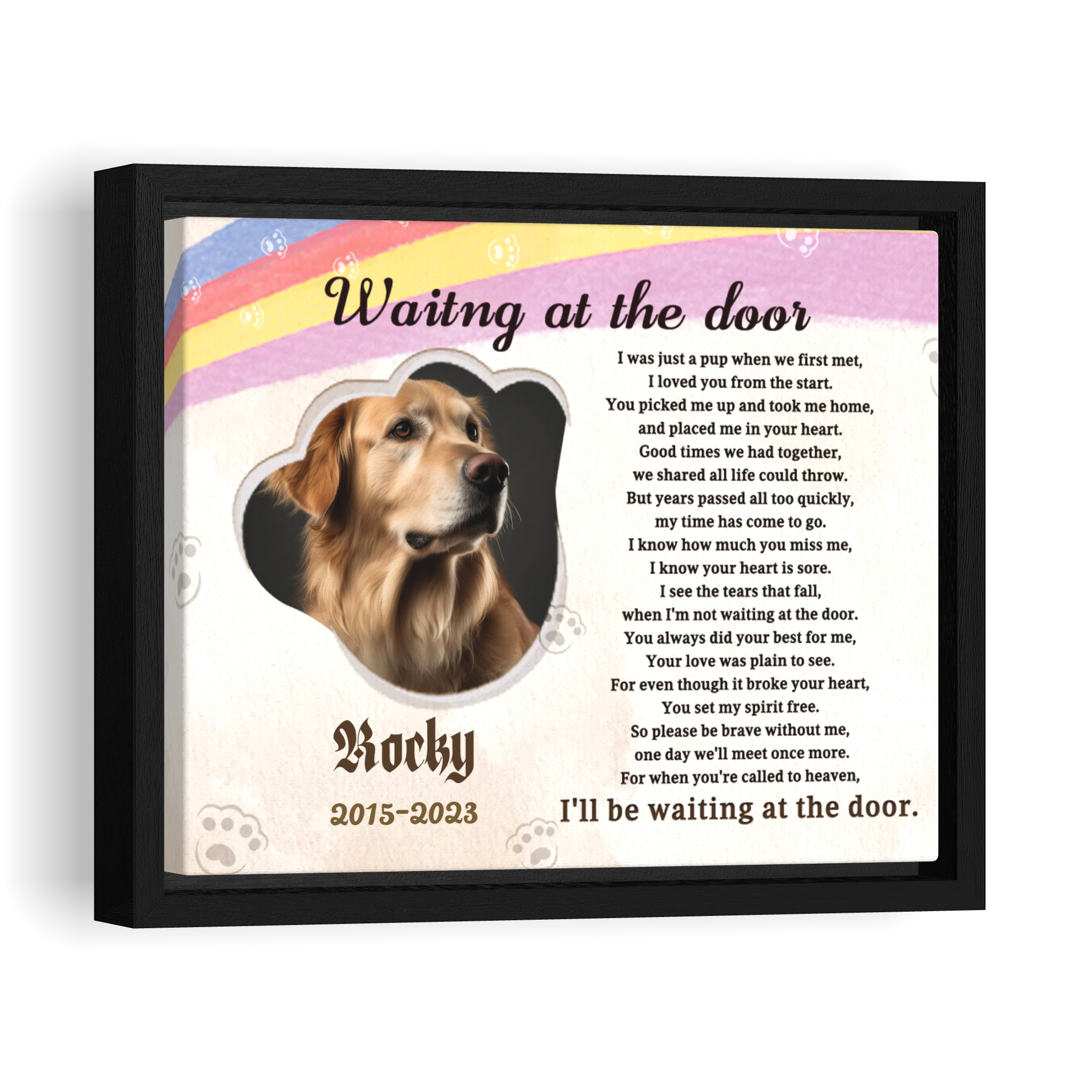 Waiting at the door - Personalized Canvas Print Pet Memorial